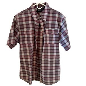 Burnside Short Sleeve Plaid Button-Down Shirt – Men’s Size Large